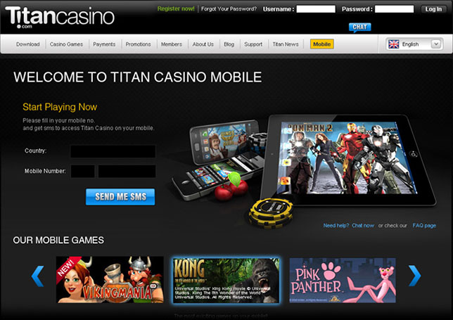 Mobile Website Titan Casino